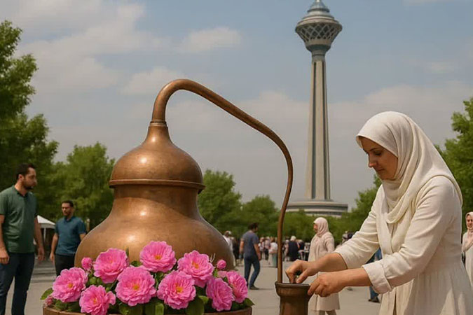 کاشان را از بالای برج میلاد ببینید/جشنواره گلاب‌گیری در برج میلاد تهران