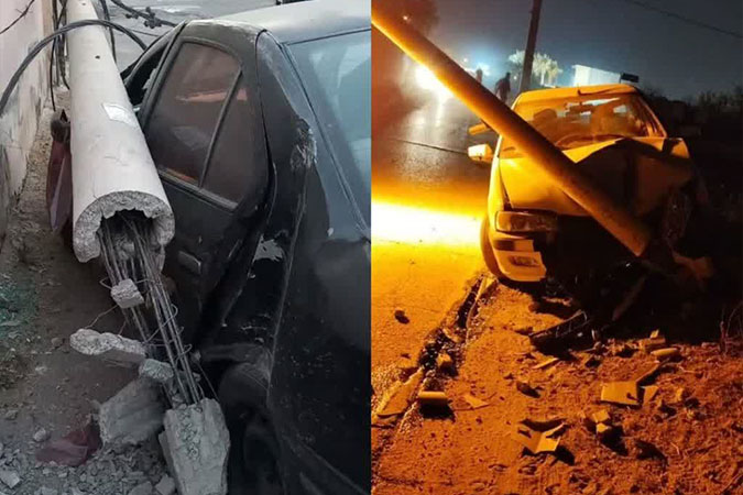 2 حادثه برخورد خودرو با تیر برق شب گذشته در منطقه کاشان
